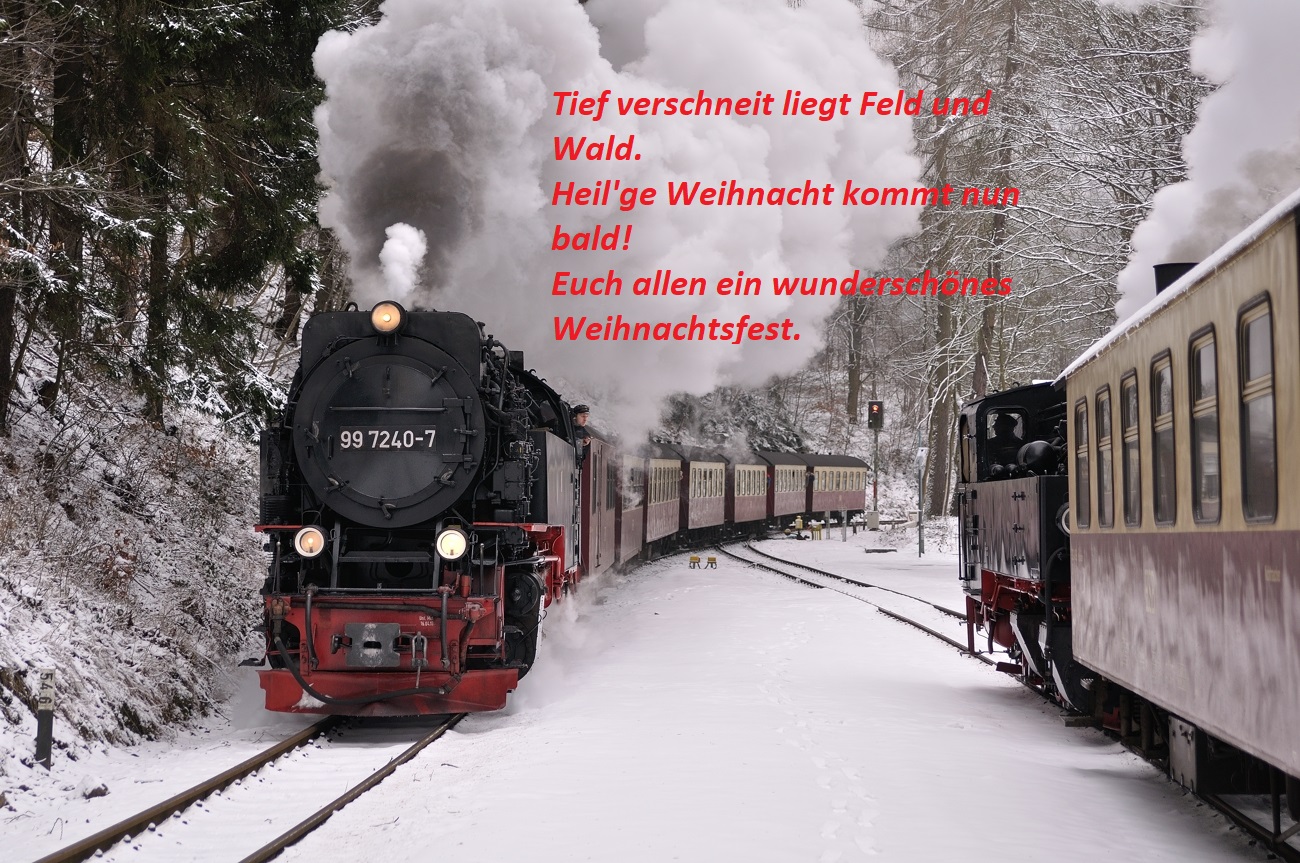 Frohe Weihnachten Eisenbahn. Ansichten.